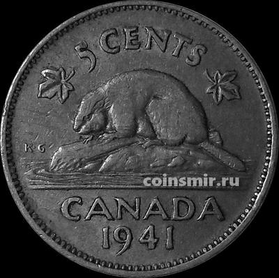 5 центов 1941 Канада. Бобр.