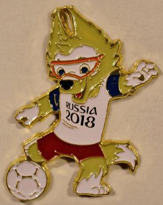 Значок Чемпионат мира по футболу в России 2018. Волк-Забивака.
