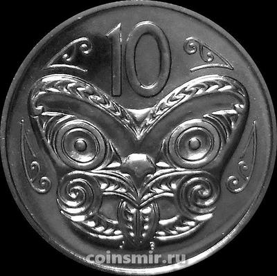 10 центов 1990 Новая Зеландия. Маска Маори.