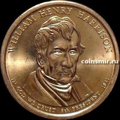 1 доллар 2009 Р США. 9-й президент США Уильям Генри Гаррисон.