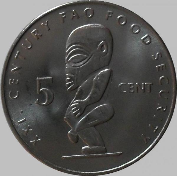 5 центов 2000 острова Кука. ФАО.