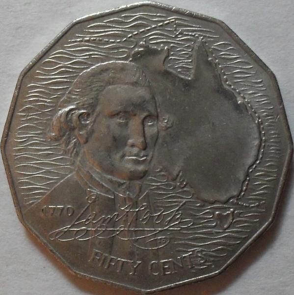 50 центов 1970 Австралия. Джеймс Кук.