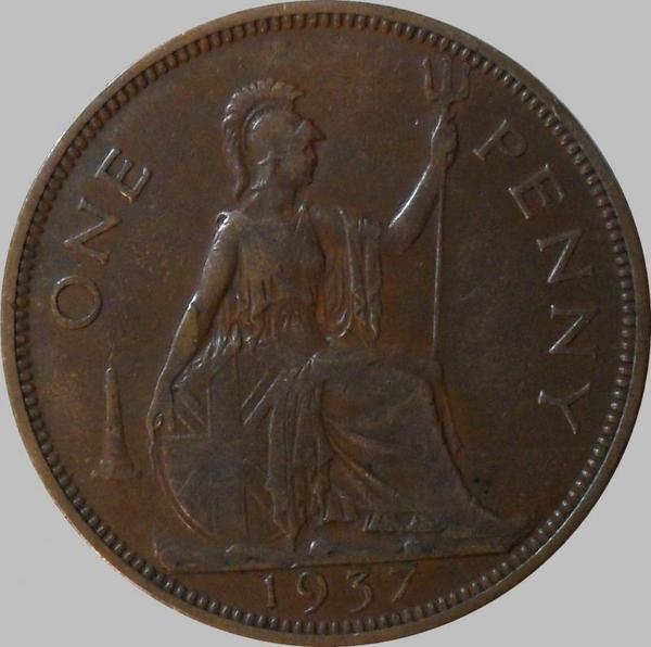 1 пенни 1937 Великобритания. 