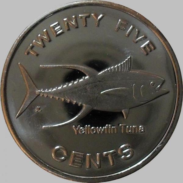 25 центов 2012 Микронезия. Желтопёрый тунец.