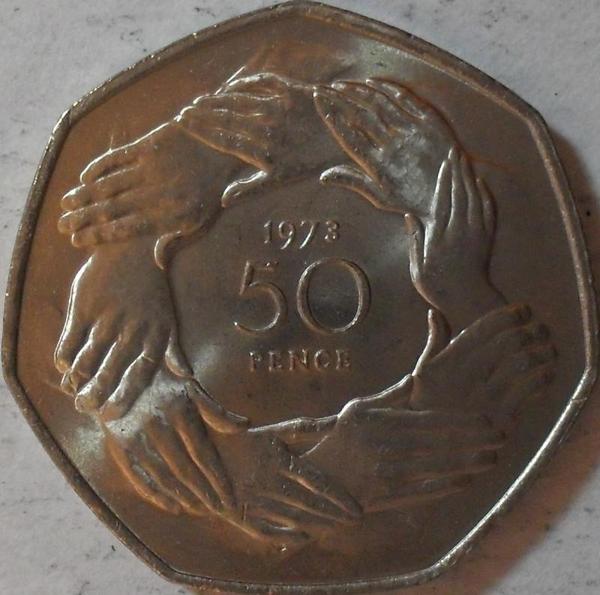 50 пенсов 1973 Великобритания. Вступление в ЕС.