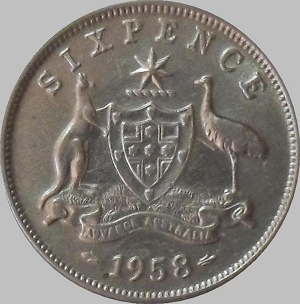 6 пенсов 1958 Австралия.