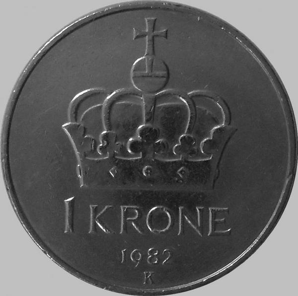 1 крона 1982 Норвегия.