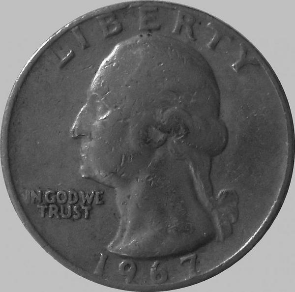 25 центов 1967  США. Джордж Вашингтон.