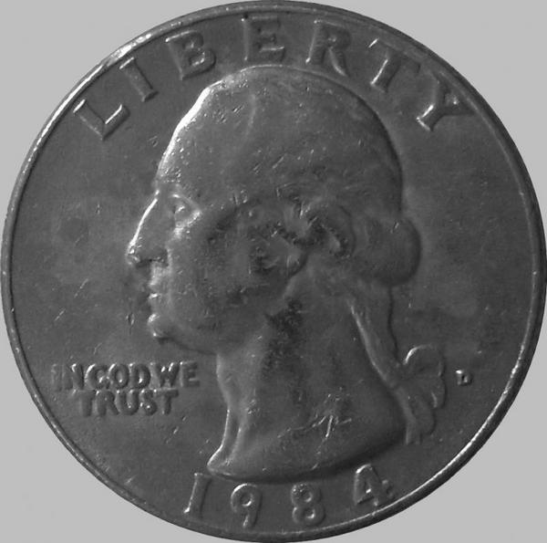 25 центов 1984 D США.
