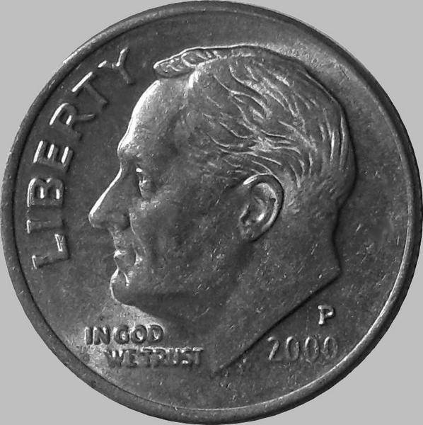 10 центов (1 дайм) 2000 Р США. Франклин Делано Рузвельт.