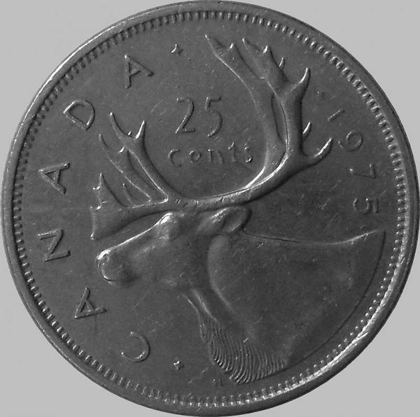 25 центов 1975 Канада. Северный олень.
