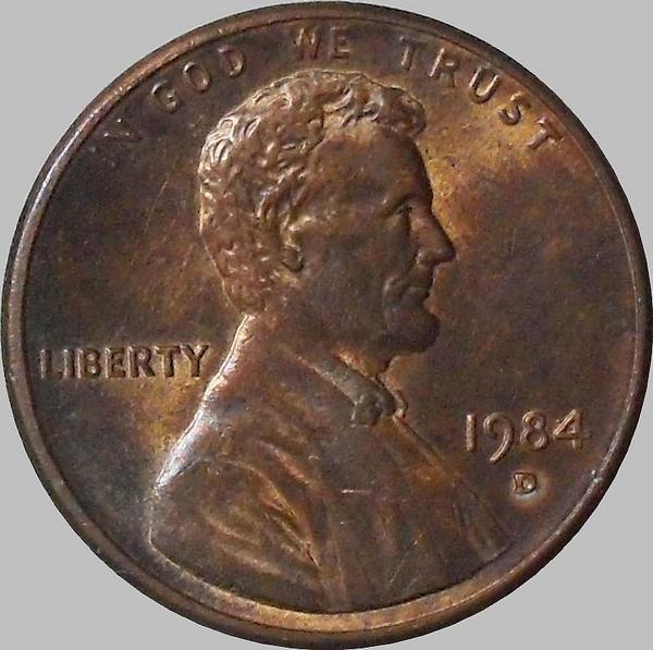 1 цент 1984 D США.