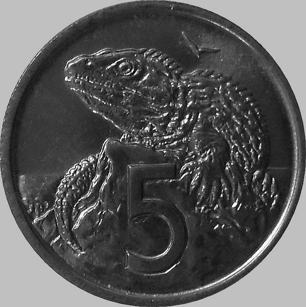 5 центов 1974 Новая Зеландия. Туатара (Новозеландская ящерица).