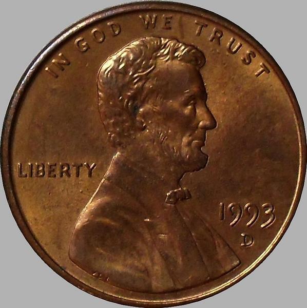 1 цент 1993 D США.