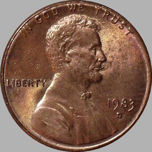 1 цент 1983 D США. Линкольн.