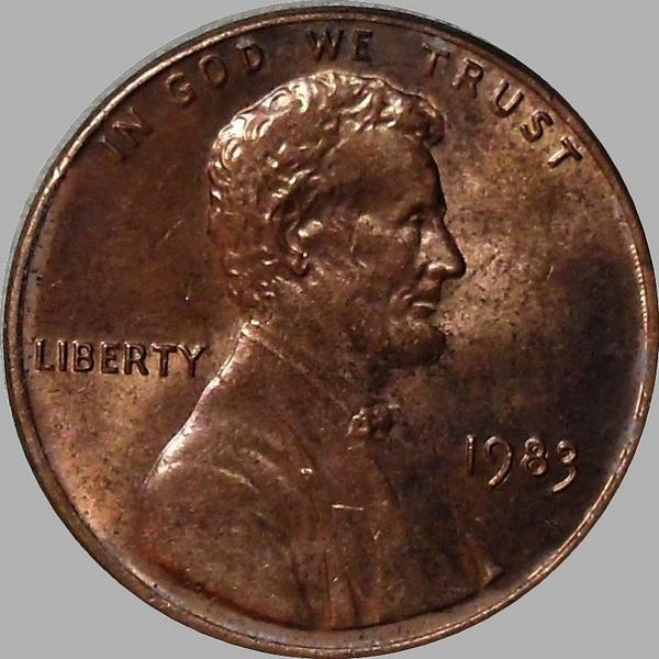 1 цент 1983 США. Линкольн.