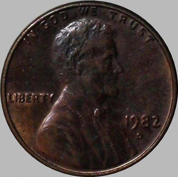 1 цент 1982 D США.