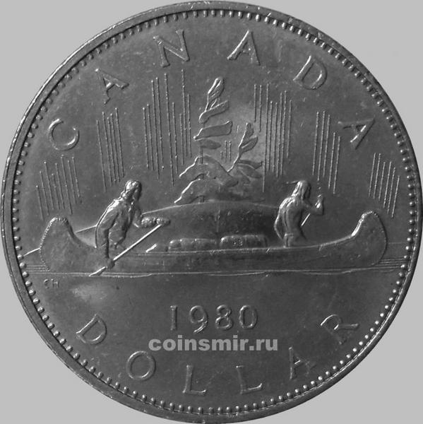 1 доллар 1980 Канада. Индейцы в каноэ.