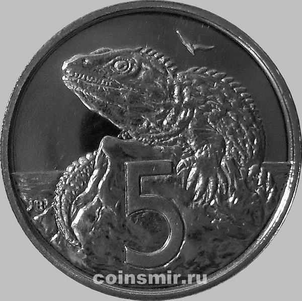 5 центов 1986 Новая Зеландия. Туатара (Новозеландская ящерица).