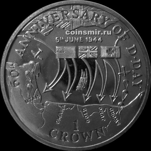 1 крона 2004 остров Мэн. План высадки войск в Нормандии.
