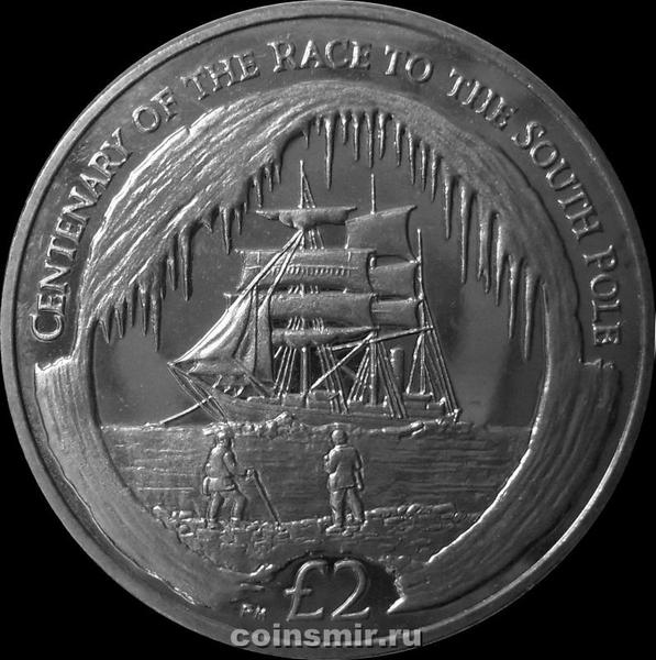 2 фунта 2010 Южная Георгия и Южные Сандвичевы острова. 100 лет путешествию к Южному полюсу.