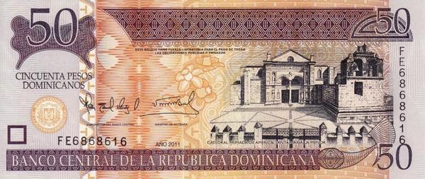 50 песо 2011 Доминиканская республика. (в наличии 2008 год)
