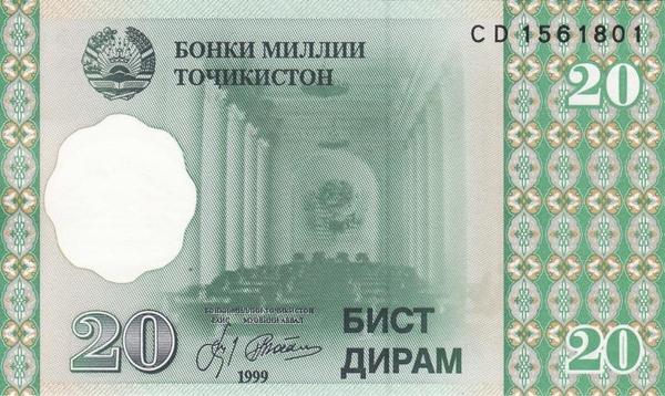 20 дирамов 1999 Таджикистан. Серия CD.