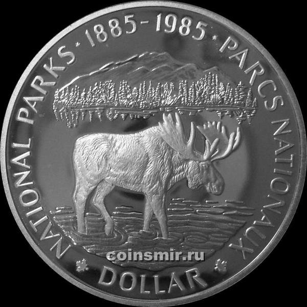 1 доллар 1985 Канада. 100 лет национальным паркам. Пруф.