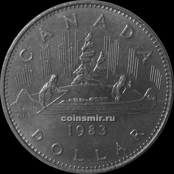 1 доллар 1983 Канада. Индейцы в каноэ.