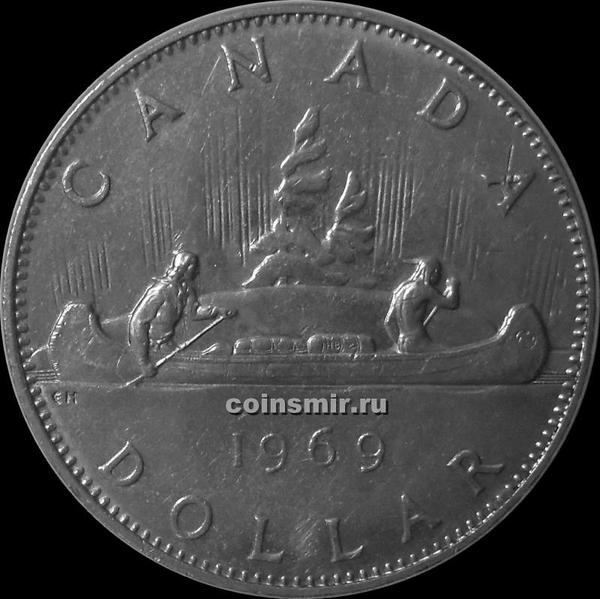 1 доллар 1969 Канада. Индейцы в каноэ.