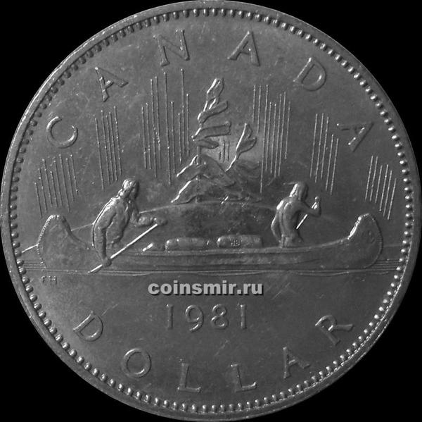 1 доллар 1981 Канада. Индейцы в каноэ.