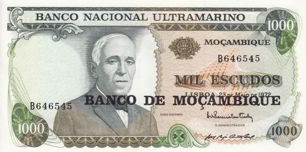 1000 эскудо 1976 на 1000 эскудо 1972 Мозамбик.