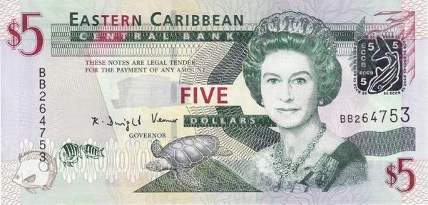5 долларов 2008 Восточные Карибы.