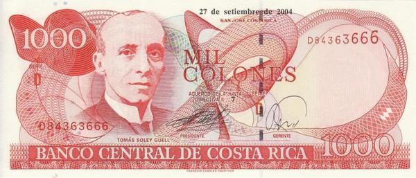 1000 колонов 2004 Коста-Рика.  