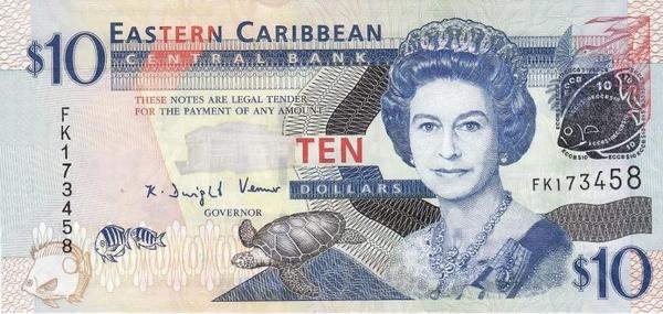 10 долларов 2008 Восточные Карибы.