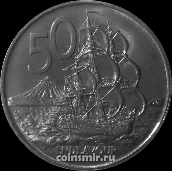 50 центов 1973 Новая Зеландия. Парусный корабль Индевор.