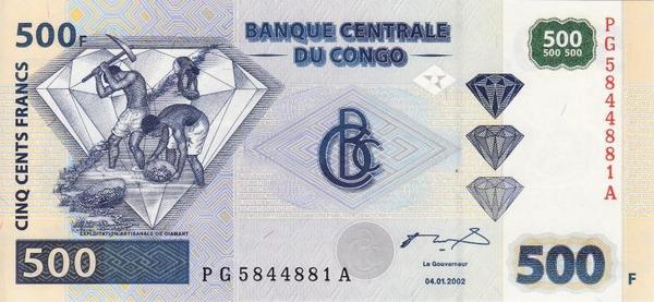 500 франков 2002 Конго.