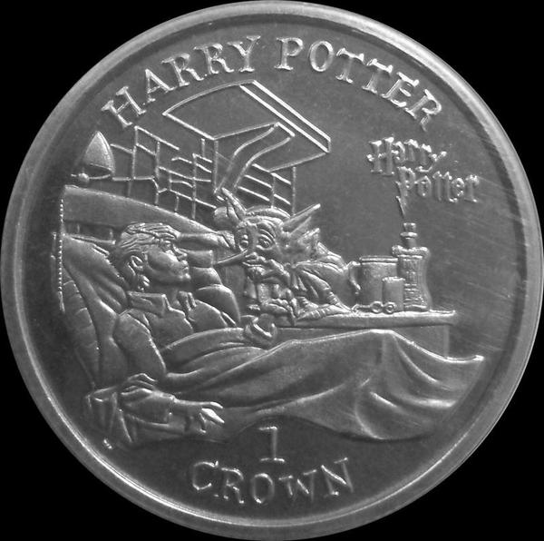 1 крона 2002 остров Мэн. Гарри Поттер в больнице. 