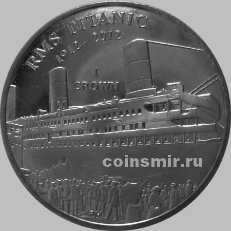 1 крона 2012 остров Мэн. Посадка на Титаник.