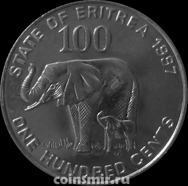100 центов 1997 Эритрея. Слон.