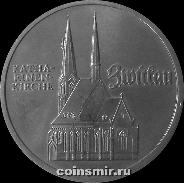 5 марок 1989 Германия ГДР. Церковь Святой Катерины.