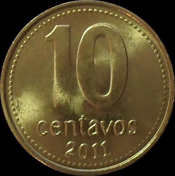 10 сентаво 2011 Аргентина. (в наличии 2010 год)