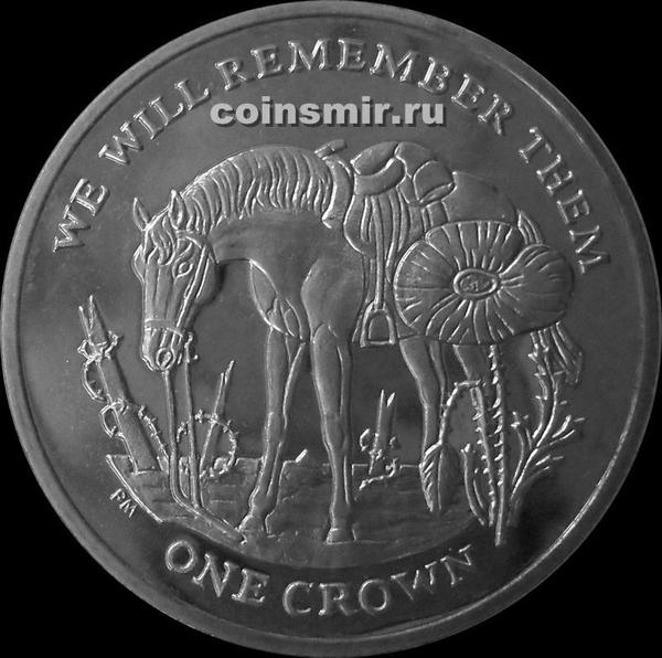 1 доллар 2014 остров Мэн.  100-летие начала Первой мировой войны. Конь.