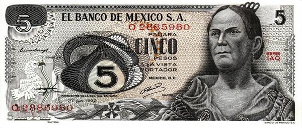 5 песо 1972 Мексика. 