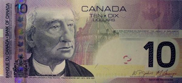 10 долларов 2005-2009 Канада. 