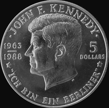 5 долларов 1988 Остров Ниуэ. Джон Кеннеди.