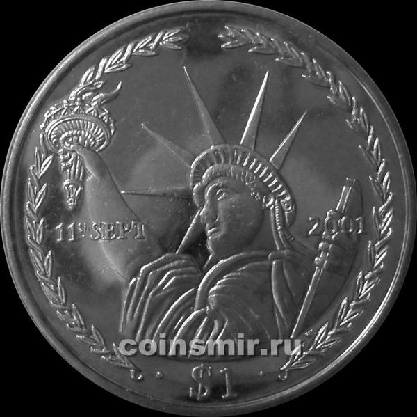 1 доллар 2002 Британские Виргинские острова. Статуя Свободы. Трагедия 11 сентября 2001 года.