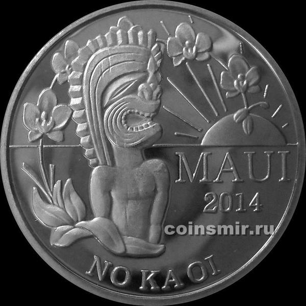 2 торговых доллара 2014 остров Мауи. Гавайский бог Тики.