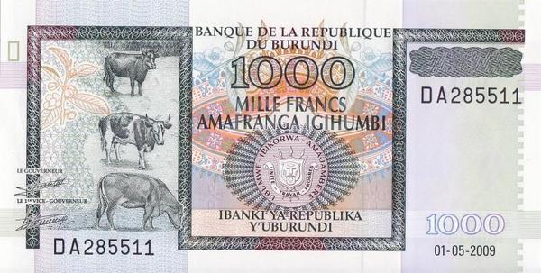1000 франков 2009 Бурунди.  