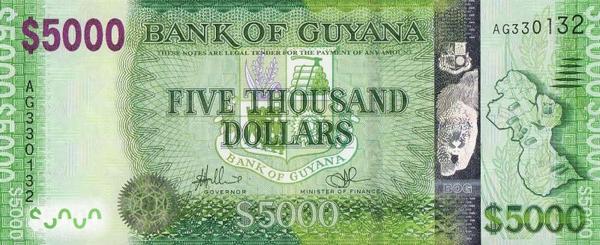 5000 долларов 2014 Гайана. 